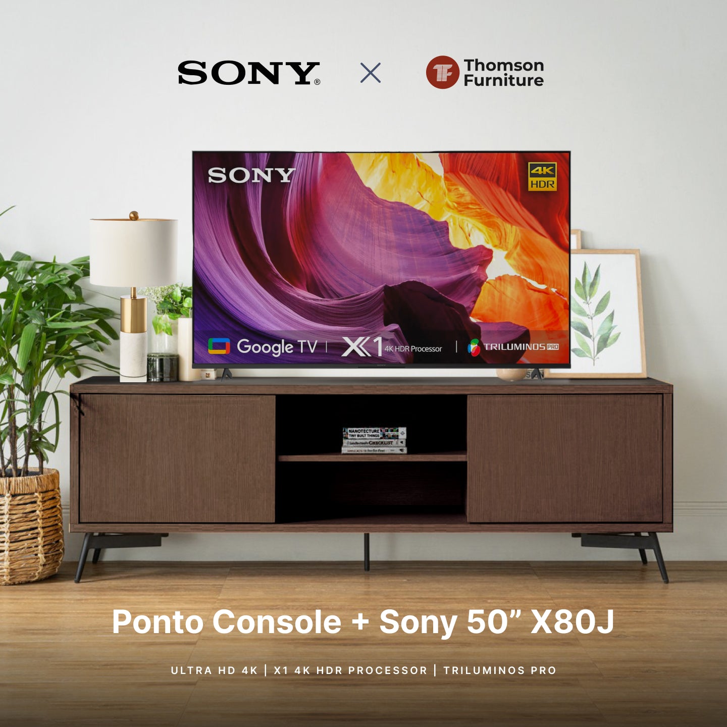 SONY 50" X80J + Ponto TV Console Set