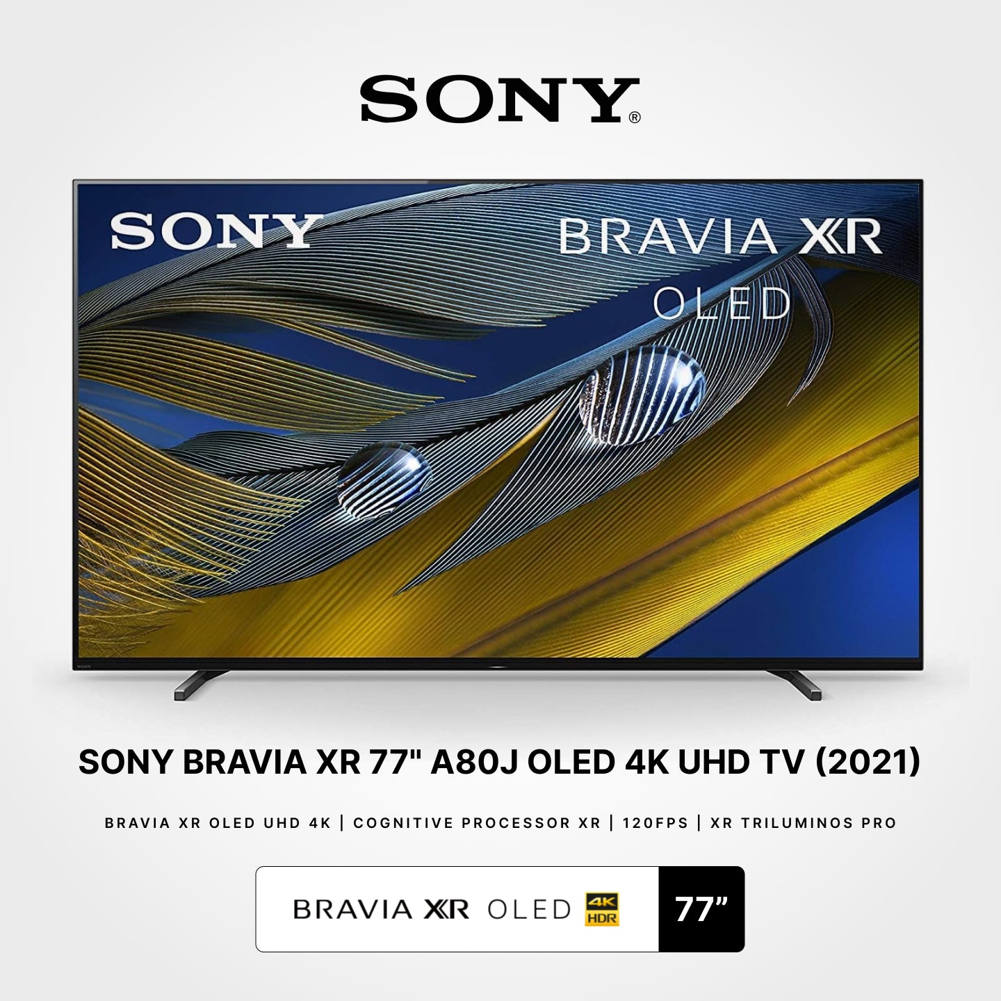 SONY 77" BRAVIA XR A80J OLED 4K Ultra HD Smart Google TV (2021)