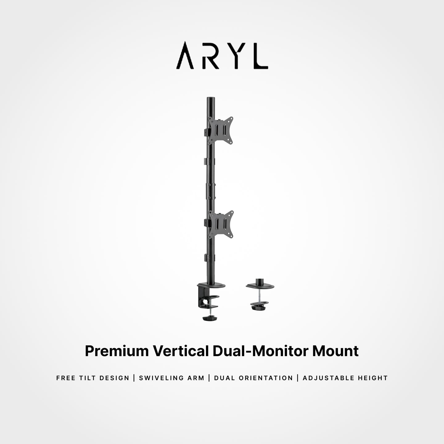 the Aryl Premium Vertical Dual-Monitor Mount